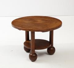 Charles Dudouyt Solid Oak Charles Dudyot French Coffee table w Oivid Ball Feet c 1940 - 3278667