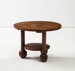 Charles Dudouyt Solid Oak Charles Dudyot French Coffee table w Oivid Ball Feet c 1940 - 3278669