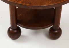 Charles Dudouyt Solid Oak Charles Dudyot French Coffee table w Oivid Ball Feet c 1940 - 3278675