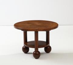 Charles Dudouyt Solid Oak Charles Dudyot French Coffee table w Oivid Ball Feet c 1940 - 3278677
