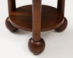 Charles Dudouyt Solid Oak Charles Dudyot French Coffee table w Oivid Ball Feet c 1940 - 3278679