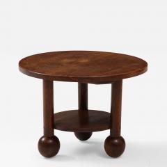 Charles Dudouyt Solid Oak Charles Dudyot French Coffee table w Oivid Ball Feet c 1940 - 3281505