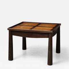 Charles Dudouyt Stained Elm Games Table with Storage and a Curved Skirt France - 3266144