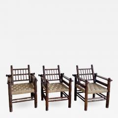 Charles Dudouyt THREE CHARLES DUDOUYT RUSH SEAT ARM CHAIRS - 2098212