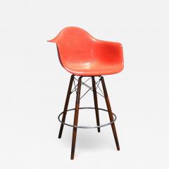 Charles Eames 1 Mid Century Eames Herman Miller Fiberglass Arm Shell Chair Walnut Stool - 2693296