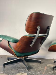 Charles Eames 1st Gen Eames Lounge Chair Ottoman in Brazilian Rosewood Dark Green Leather - 3868978