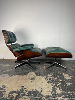 Charles Eames 1st Gen Eames Lounge Chair Ottoman in Brazilian Rosewood Dark Green Leather - 3868981