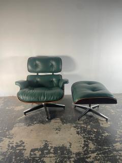 Charles Eames 1st Gen Eames Lounge Chair Ottoman in Brazilian Rosewood Dark Green Leather - 3868987