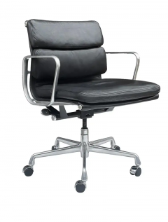 Charles Eames Charles Eames for Herman Miller Aluminum Group Office Chair in Black Leather - 3070122