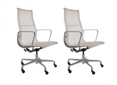 Charles Eames Pair of Charles Eames for Herman Miller White Conference Room Office Chairs - 2567869