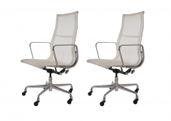 Charles Eames Pair of Charles Eames for Herman Miller White Conference Room Office Chairs - 2567870