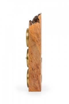 Charles Elkan Rustic Burl Wood Three Dial Clock and Weather Station - 4672644
