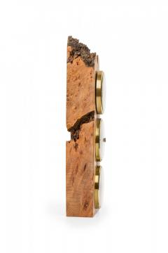 Charles Elkan Rustic Burl Wood Three Dial Clock and Weather Station - 4672646