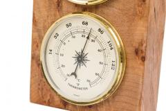 Charles Elkan Rustic Burl Wood Three Dial Clock and Weather Station - 4672651