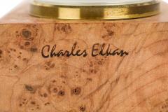 Charles Elkan Rustic Burl Wood Three Dial Clock and Weather Station - 4672652