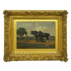 Charles Emile Jacque Preparing the Plow French Antique Barbizon Painting by Charles Emile Jacque - 1125208