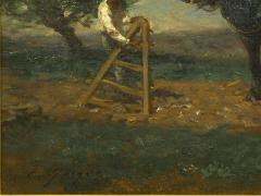 Charles Emile Jacque Preparing the Plow French Antique Barbizon Painting by Charles Emile Jacque - 1125210