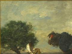 Charles Emile Jacque Preparing the Plow French Antique Barbizon Painting by Charles Emile Jacque - 1125214