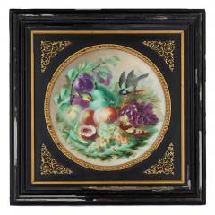 Charles Ernest Mariotte Pair of large floral porcelain plaques by Mariotte 1876 1877 - 3667392