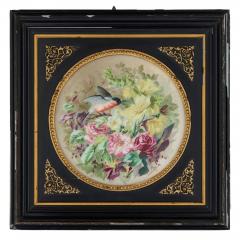 Charles Ernest Mariotte Pair of large floral porcelain plaques by Mariotte 1876 1877 - 3667393