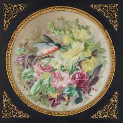 Charles Ernest Mariotte Pair of large floral porcelain plaques by Mariotte 1876 1877 - 3667394