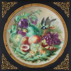 Charles Ernest Mariotte Pair of large floral porcelain plaques by Mariotte 1876 1877 - 3667395