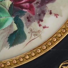 Charles Ernest Mariotte Pair of large floral porcelain plaques by Mariotte 1876 1877 - 3667396