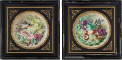 Charles Ernest Mariotte Pair of large floral porcelain plaques by Mariotte 1876 1877 - 3667594