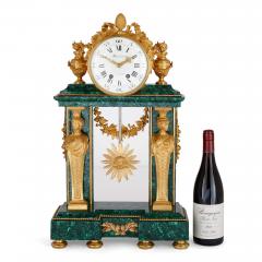 Charles Guillaume Mani re Rare and large ormolu mounted malachite mantel clock signed Mani re - 3403222