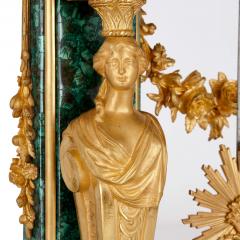Charles Guillaume Mani re Rare and large ormolu mounted malachite mantel clock signed Mani re - 3403223