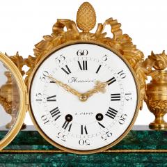 Charles Guillaume Mani re Rare and large ormolu mounted malachite mantel clock signed Mani re - 3403225