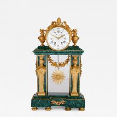 Charles Guillaume Mani re Rare and large ormolu mounted malachite mantel clock signed Mani re - 3403983