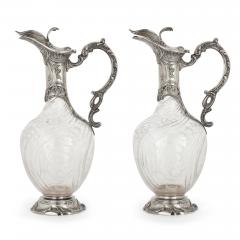 Charles Hack Pair of Rococo style cut glass and silver jugs by Charles Hack - 2255376