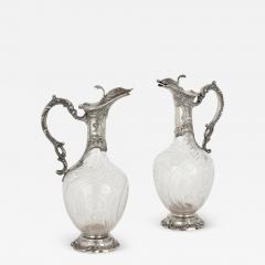 Charles Hack Pair of Rococo style cut glass and silver jugs by Charles Hack - 2256877