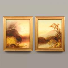 Charles Henry Chapin Pair of Landscapes Wilderness Lake and Mountains - 4565237