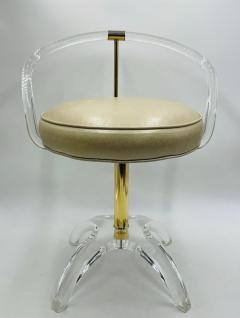 Charles Hollis Jones 1960s Lucite and Brass Vanity Swivel Chair by Charles Hollis Jones - 3067881