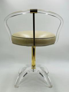 Charles Hollis Jones 1960s Lucite and Brass Vanity Swivel Chair by Charles Hollis Jones - 3067882