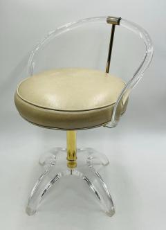 Charles Hollis Jones 1960s Lucite and Brass Vanity Swivel Chair by Charles Hollis Jones - 3067883