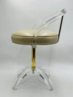 Charles Hollis Jones 1960s Lucite and Brass Vanity Swivel Chair by Charles Hollis Jones - 3067884