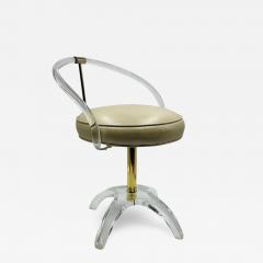 Charles Hollis Jones 1960s Lucite and Brass Vanity Swivel Chair by Charles Hollis Jones - 3068491