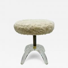 Charles Hollis Jones 1960s Sculptural Vanity Stool in Lucite Brass by Charles Hollis Jones - 3068488