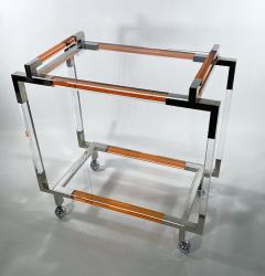 Charles Hollis Jones American Modern Orange Lucite Polished Nickel Bar Cart Charles Hollis Jones - 4617485