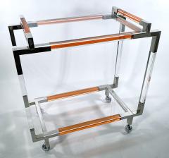 Charles Hollis Jones American Modern Orange Lucite Polished Nickel Bar Cart Charles Hollis Jones - 4617490