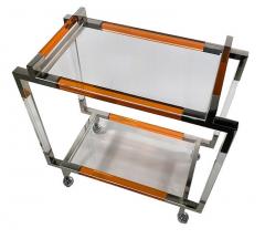 Charles Hollis Jones American Modern Orange Lucite Polished Nickel Bar Cart Charles Hollis Jones - 4618934