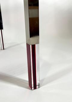 Charles Hollis Jones American Modern Red Clear Lucite Nickel Game Table Charles Hollis - 4628381