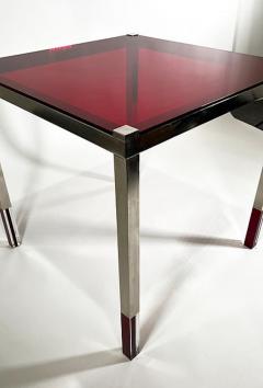 Charles Hollis Jones American Modern Red Clear Lucite Nickel Game Table Charles Hollis - 4628387