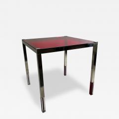 Charles Hollis Jones American Modern Red Clear Lucite Nickel Game Table Charles Hollis - 4710202