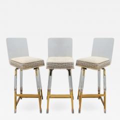 Charles Hollis Jones Charels Hollis Jones Rare Set of 3 Swiveling Lucite Bar Stools 1970s - 641591