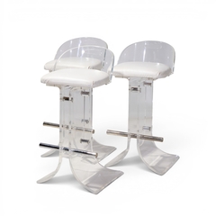 Charles Hollis Jones Charles Hollis Jones Hill Manufacturing Mid Century Lucite Barstool Set of 3 - 4702010