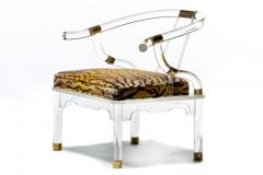 Charles Hollis Jones Charles Hollis Jones Lucite Chinese Ming Chair with Italian Silk Tiger Velvet - 2435772